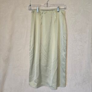 Abercrombie Fitch Satin Midi Skirt Side Slit Pale Green Womens XS